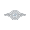Round Cut Double Halo Diamond Engagement Ring In 14K White Gold with Split Shank
