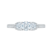 Round Cut Diamond Three-Stone Engagement Ring In 14K White Gold