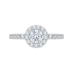 14K White Gold Round Diamond Halo Engagement Ring Set