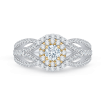 14K Two-Tone Gold Round Diamond Halo Engagement Ring