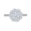 14K White Gold Round & Marquise Diamond Floral Engagement Ring