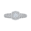 14K White Gold Round Diamond Double Halo Floral Engagement Ring