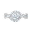 14K White Gold Round Diamond Criss-Cross Halo Engagement Ring
