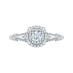 14K White Gold Round Diamond Double Halo Vintage Engagement Ring