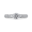 Round Cut Diamond Engagement Ring In 14K White Gold with Split Shank