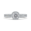 14K White Gold Round Diamond Cathedral Style Halo Engagement Ring