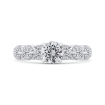 Round Cut Diamond Floral Engagement Ring In 14K White Gold