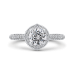 14K Two-Tone Gold Round Halo Diamond Vintage Engagement Ring