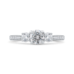 14K White Gold Round Cut Diamond Three-Stone Plus Engagement Ring