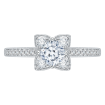 14K White Gold Cushion Diamond Floral Engagement Ring