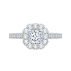 Cushion Cut Diamond Halo Engagement Ring Set In 14K White Gold
