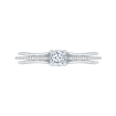 14K White Gold Cushion Cut Diamond Cathedral Style Engagement Ring