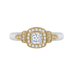 14K Two-Tone Gold Cushion Diamond Halo Engagement Ring