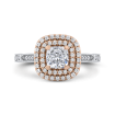 14K Two-Tone Gold Cushion Double Halo Diamond Engagement Ring