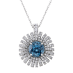 18K White Gold 3 1/10 Ct Diamond and 8 Ct Zircon-Blue SL Boutique Pendant