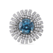 18K White Gold 3 Ct Diamond and 8 Ct Zircon-Blue SL Boutique Bridal Ring