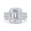 14K White Gold Three Row Round Diamond Halo Engagement Ring (Semi-Mount)