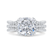 14K White Gold Cushion Cut Diamond Engagement Ring with Split Shank (Semi-Mount)