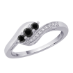 Black and White Diamond Twist Ring in 10K White Gold (1/4 cttw)