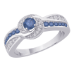 Bypass Style Blue and White Diamond Ring in 10K White Gold (2/3 cttw)