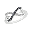 Double Heart Infinity Black and White Diamond Ring in 10K White Gold (1/5 cttw)