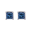 14K White Gold 1 Ct Blue Diamond Princess Studs